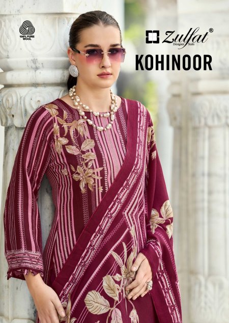 Kohinoor By Zulfat Woollen Pashmina Printed Dress Material 
